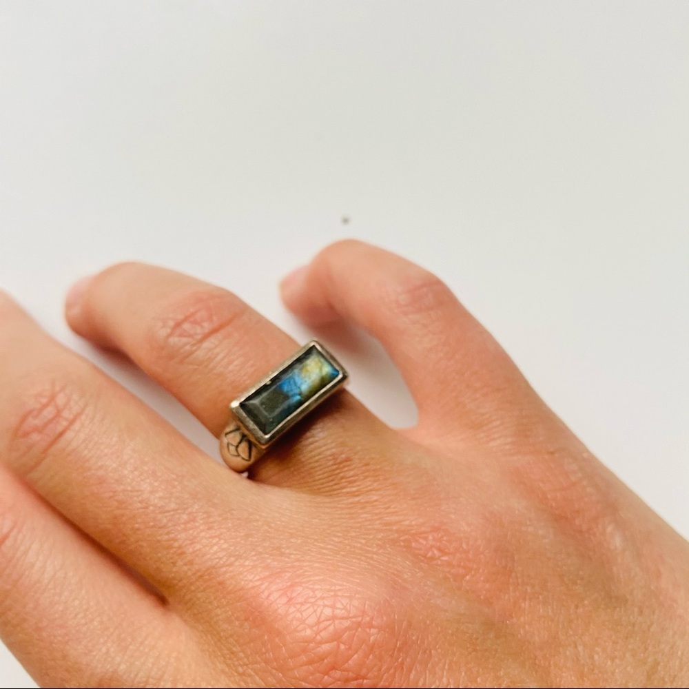 Satya jewelry silver Labradorite rectangle ring 6